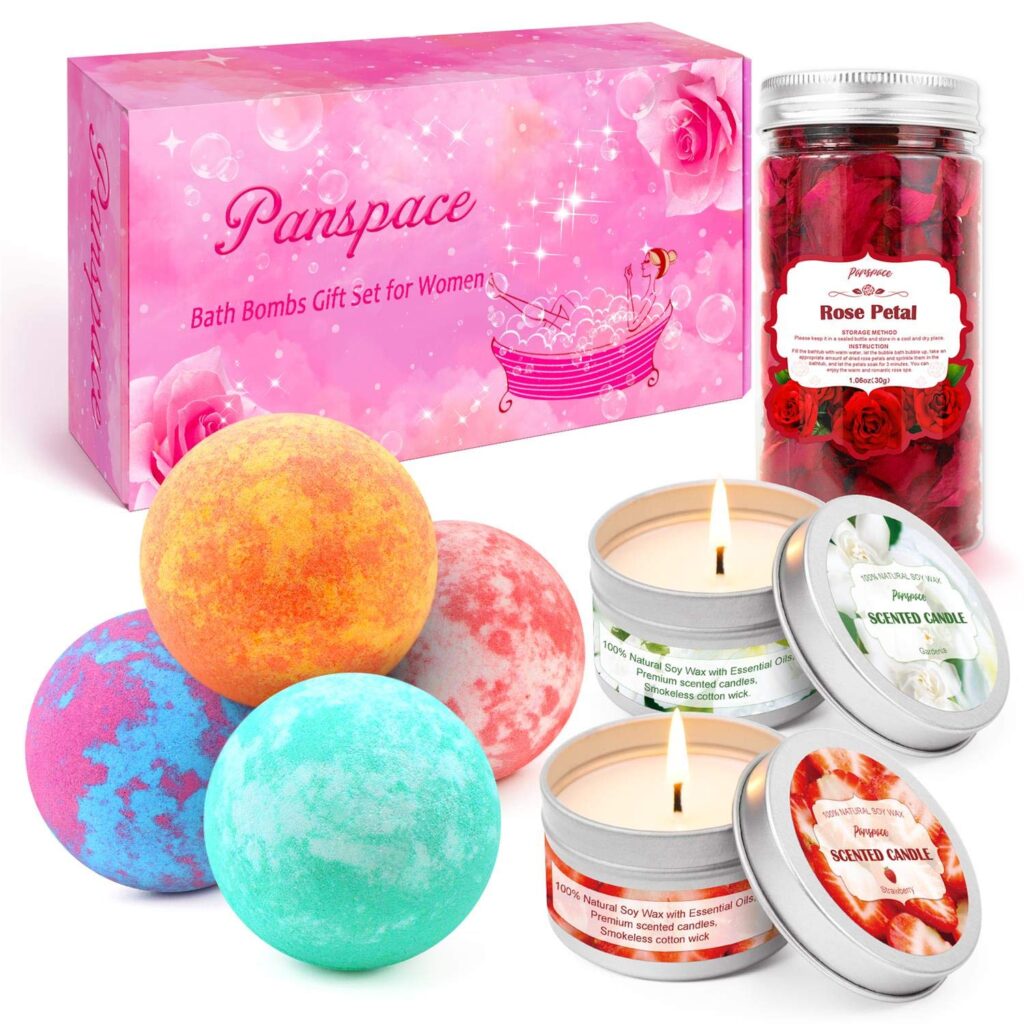 Spa bath bomb set with candles